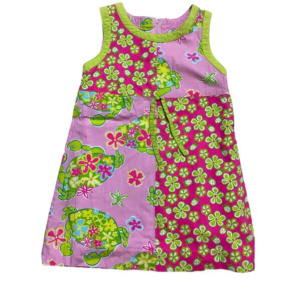 Lilly Pulitzer Girls Dress‎ Retro Floral Pink Green Shift Bright Summer Size 6 - Picture 1 of 6